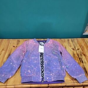 Lola + The Boys Shimmering Purple Sequin Jacket SZ 8. NWT
